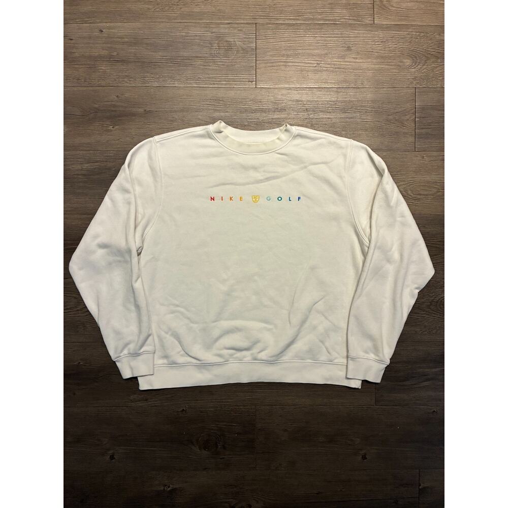 Nike Golf Sweatshirt Women's L White Sportswear Crewneck Long Sleeve Fleece Y2K